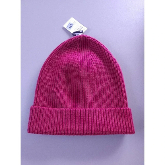 NWT Lululemon RIBBED MERINO WOOL BLEND KNIT BEANIE SZ L/XL Pomegranate - Picture 3 of 9